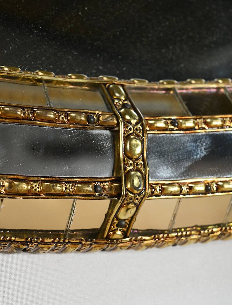 Hollywood Regency Style Oval Brass Bezel Mirror – 1970