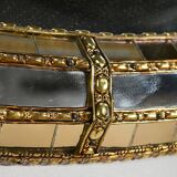 Miroir ovale à parclose en laiton, style hollywood regency – 1970