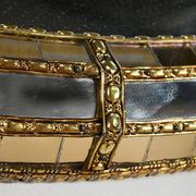 Miroir ovale à parclose en laiton, style hollywood regency – 1970