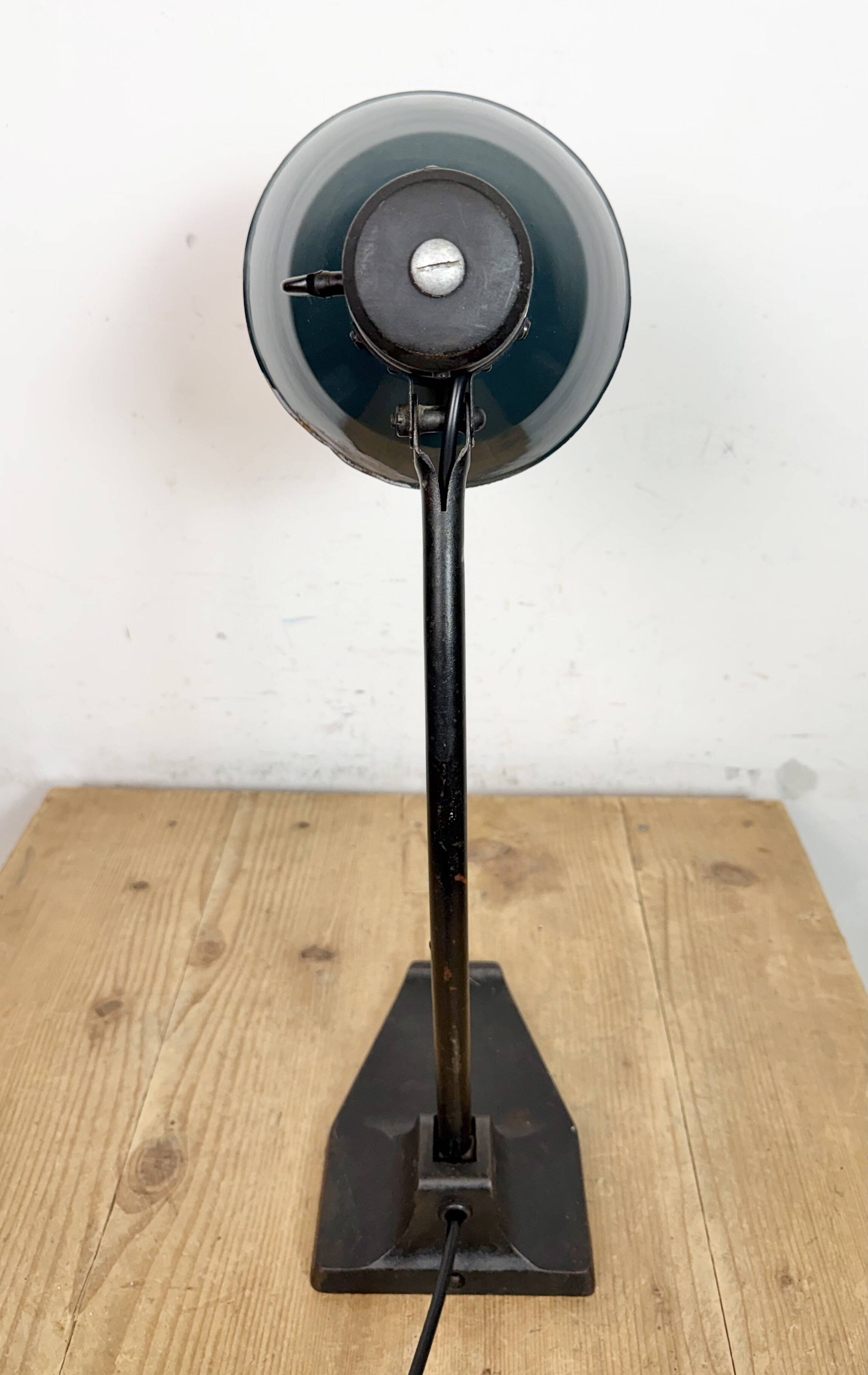 Vintage German Bauhaus Petrol Enamel Table Lamp from Schaco, 1930s