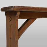 Banc rustique français en chêne avec sculptures et belle patine, vers 1850