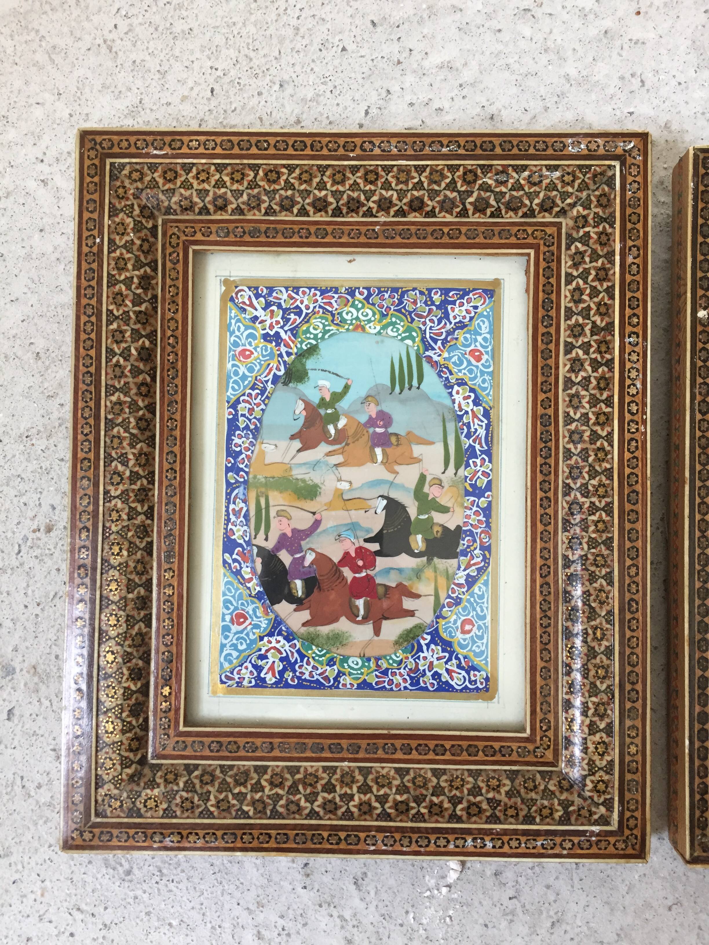 Pair of Persian Khatam paintings