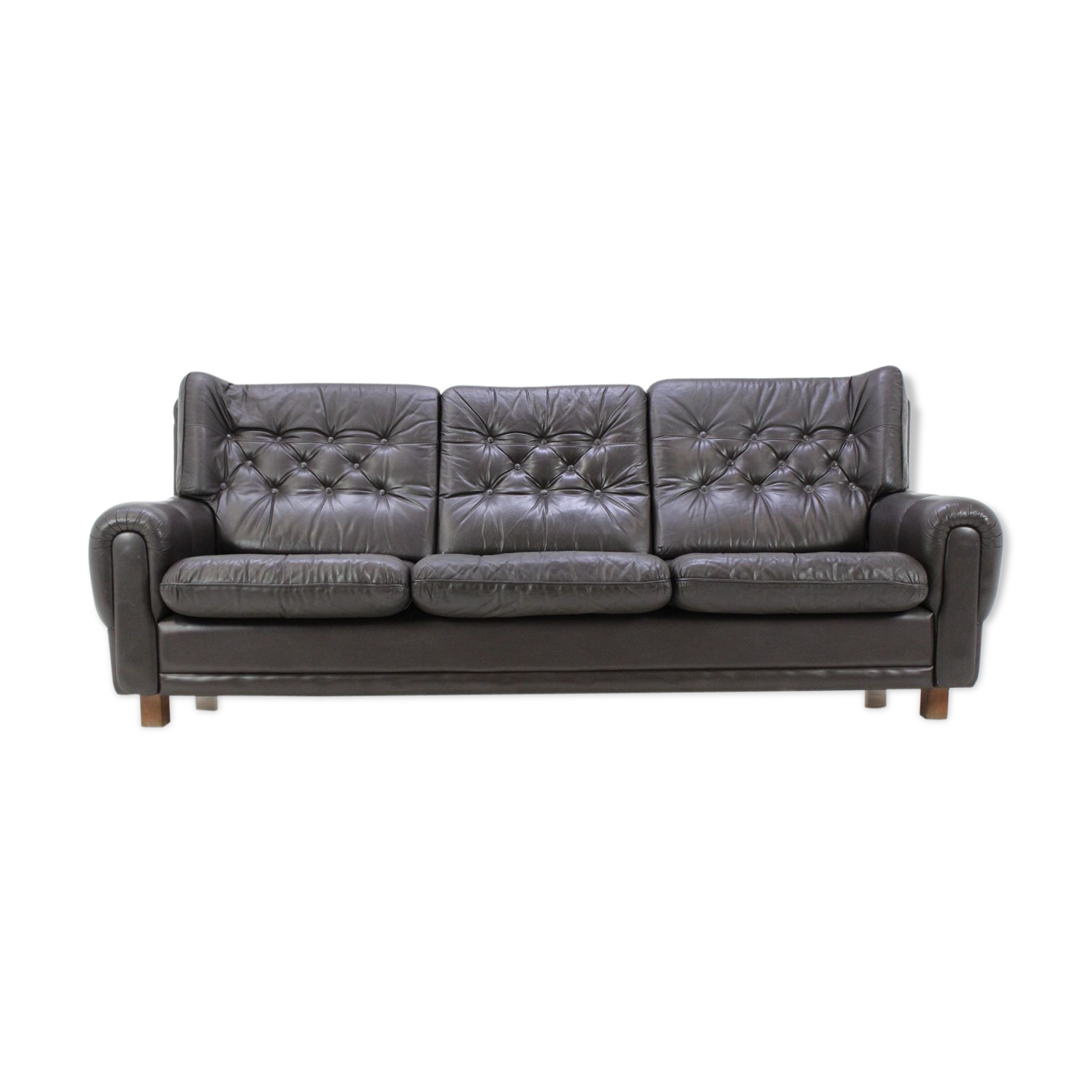 Republic Czech 1970 s leather brown sofa