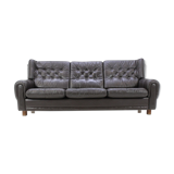 Republic Czech 1970 s leather brown sofa