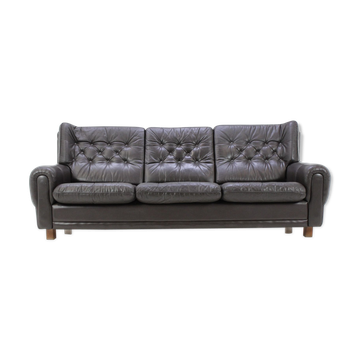 Republic Czech 1970 s leather brown sofa