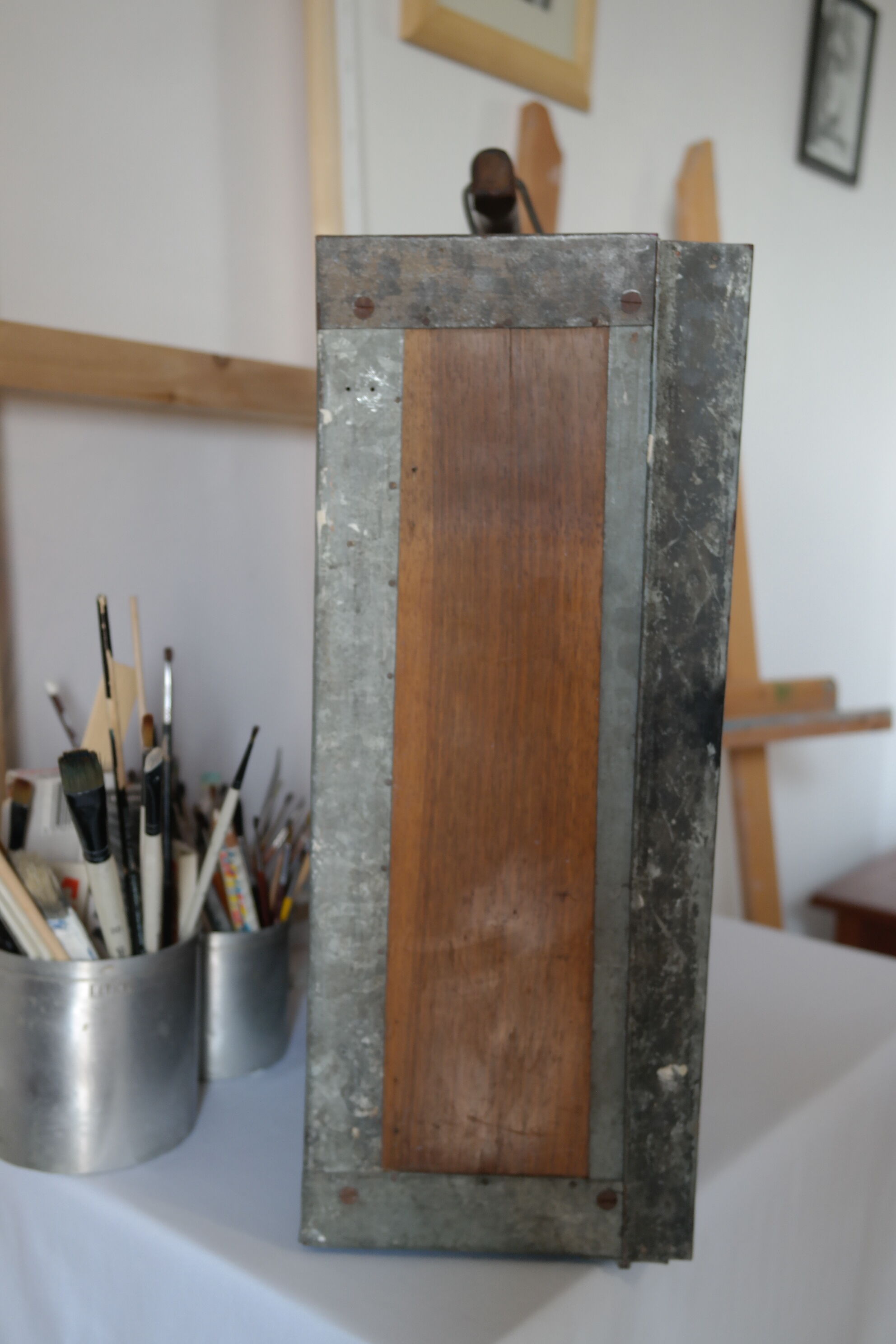 Painter's case in walnut and metal early XX