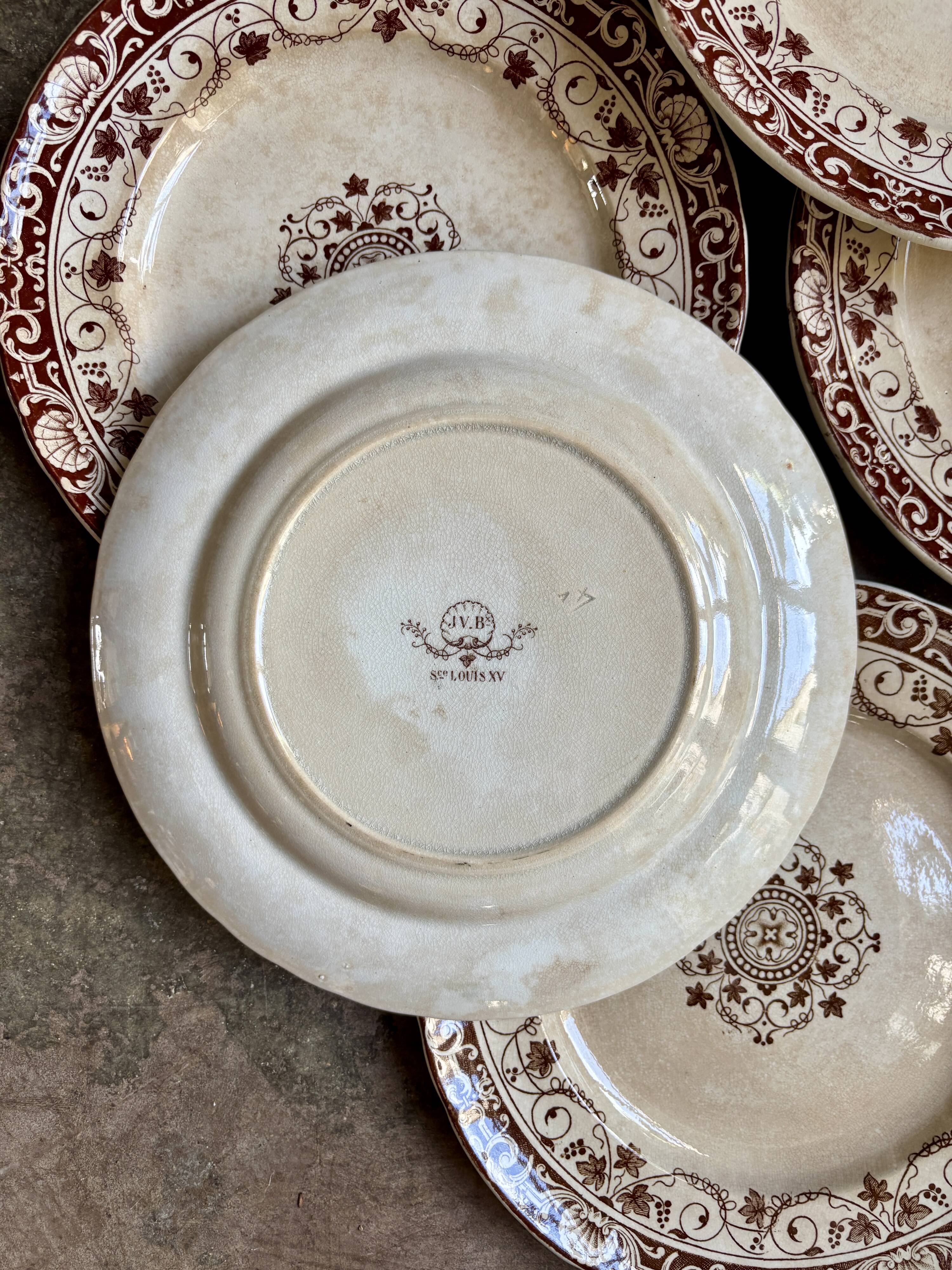 6 Jules Vieillard ironstone dinner plates, "Louis XV" service