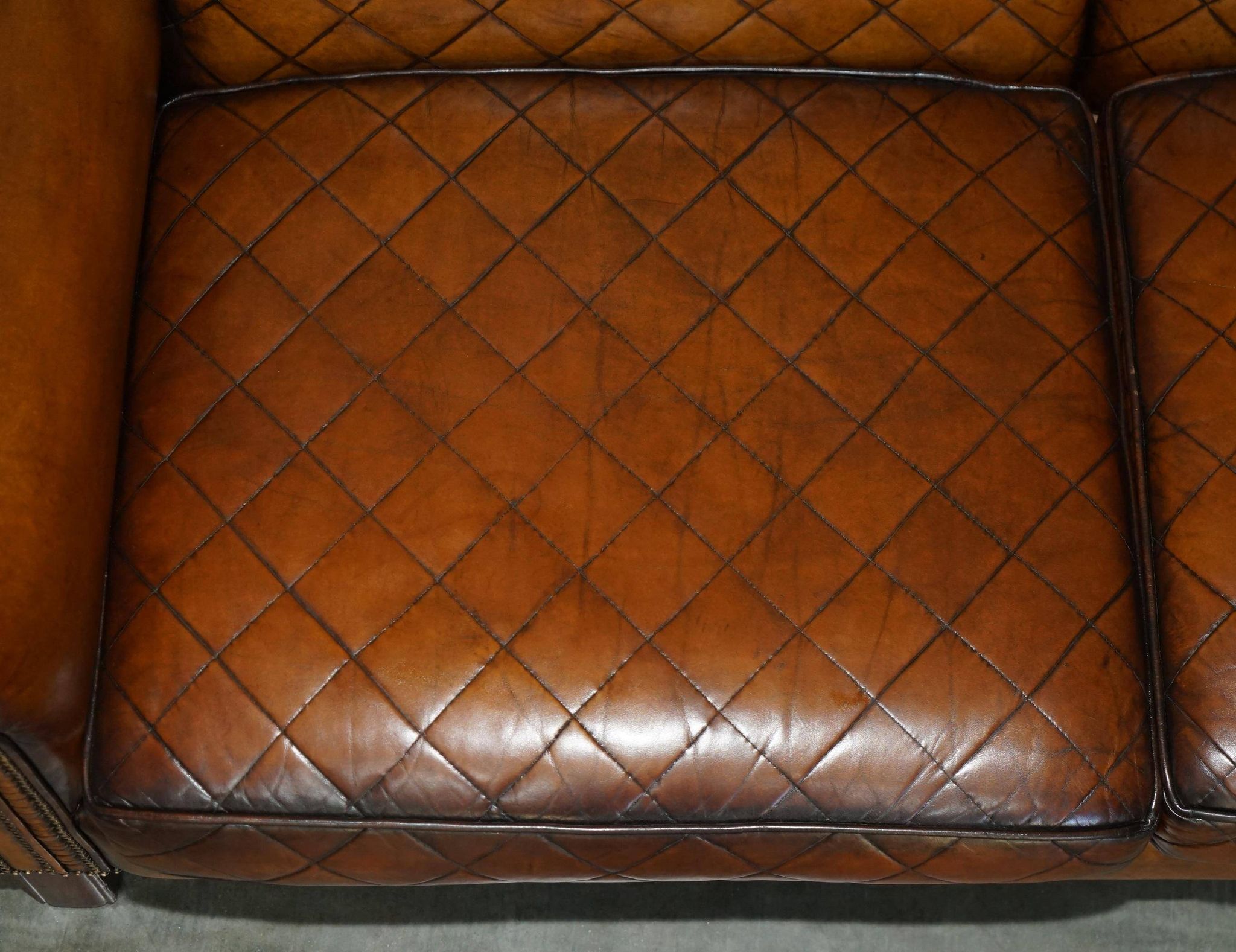Mustang Leather Art Deco Style Sofa Fully Restored