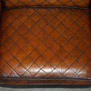 Mustang Leather Art Deco Style Sofa Fully Restored