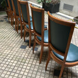 Green art deco chairs in skaï and wood