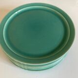 Set of 8 modernist plates in turquoise earthenware 1950 Villeroy and Boch