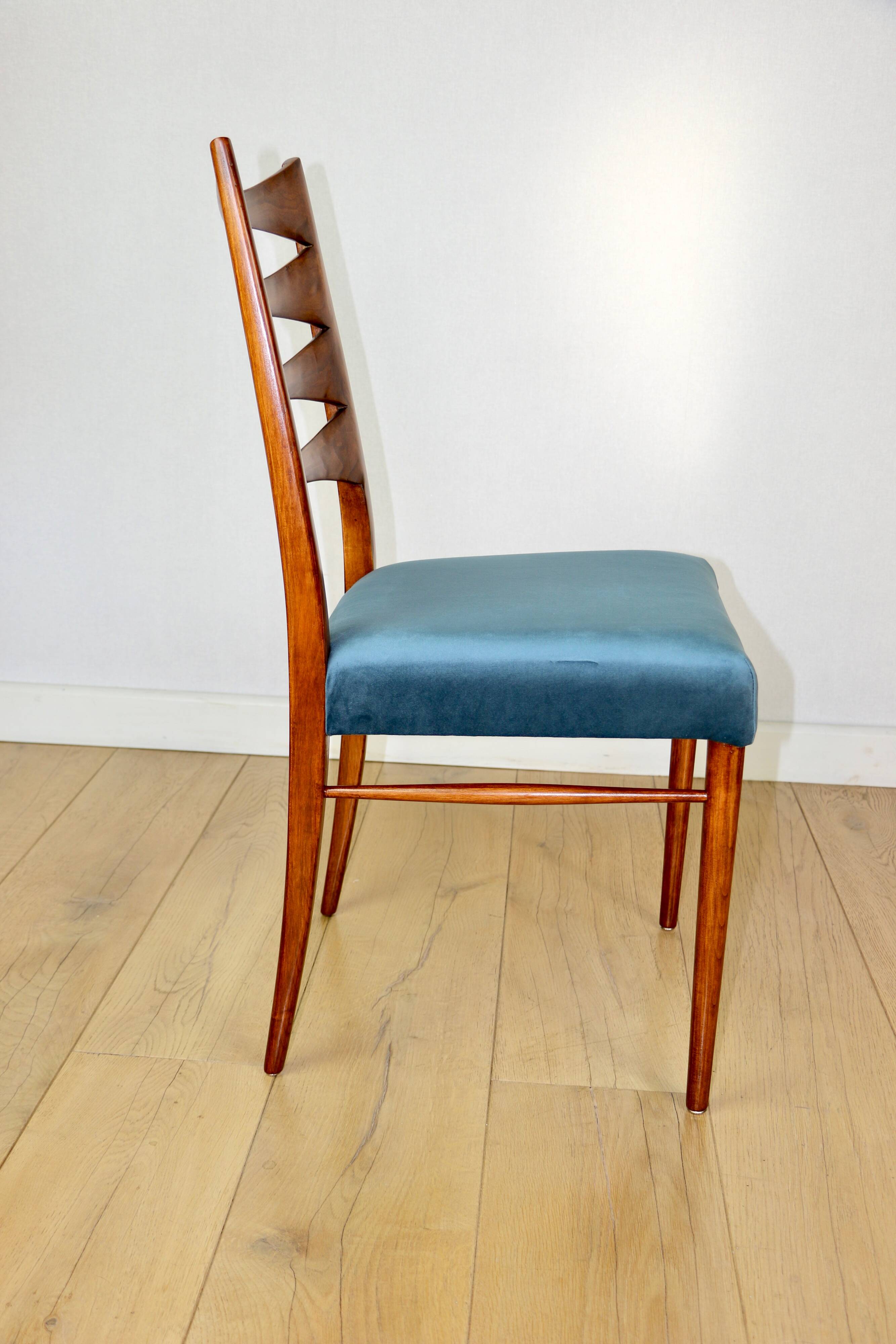 Danish vintage chairs blue turquoise vintage - set of 4 - great set
