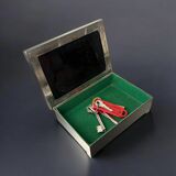 Lucite & rattan chromed vanity box, Christian Dior style, 1970s