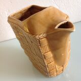 Rectangular ochre pitcher imitation wicker / vintage 60s-70s