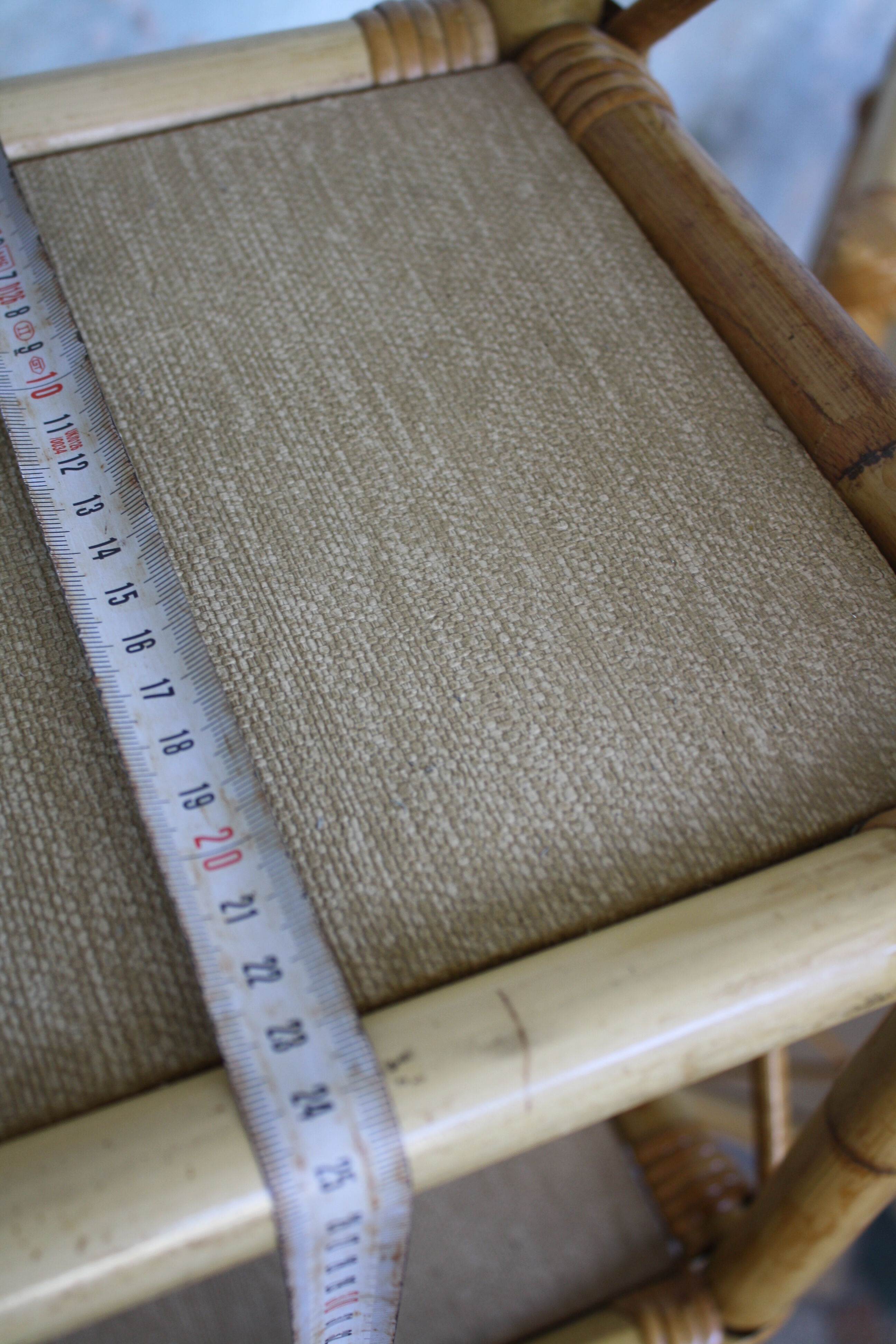 Pair of rattan shelves including a corner shelf
