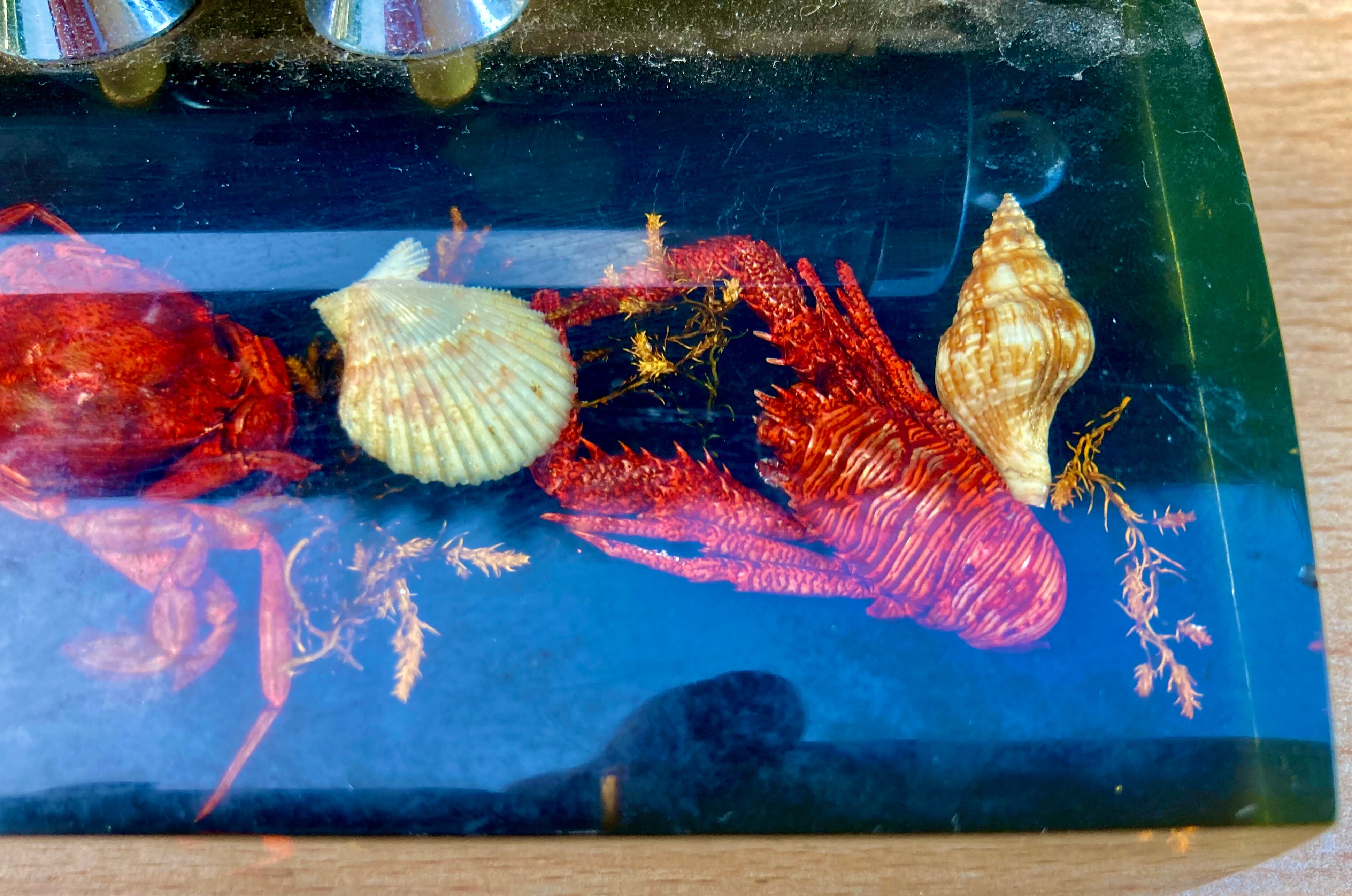 Perpetual office calendar resin with inclusions vintage seaside souvenir