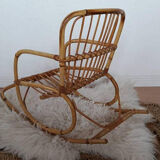 Vintage childrens rattan rocking chair