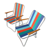 2 folding armchairs camping or beach vintage 1970