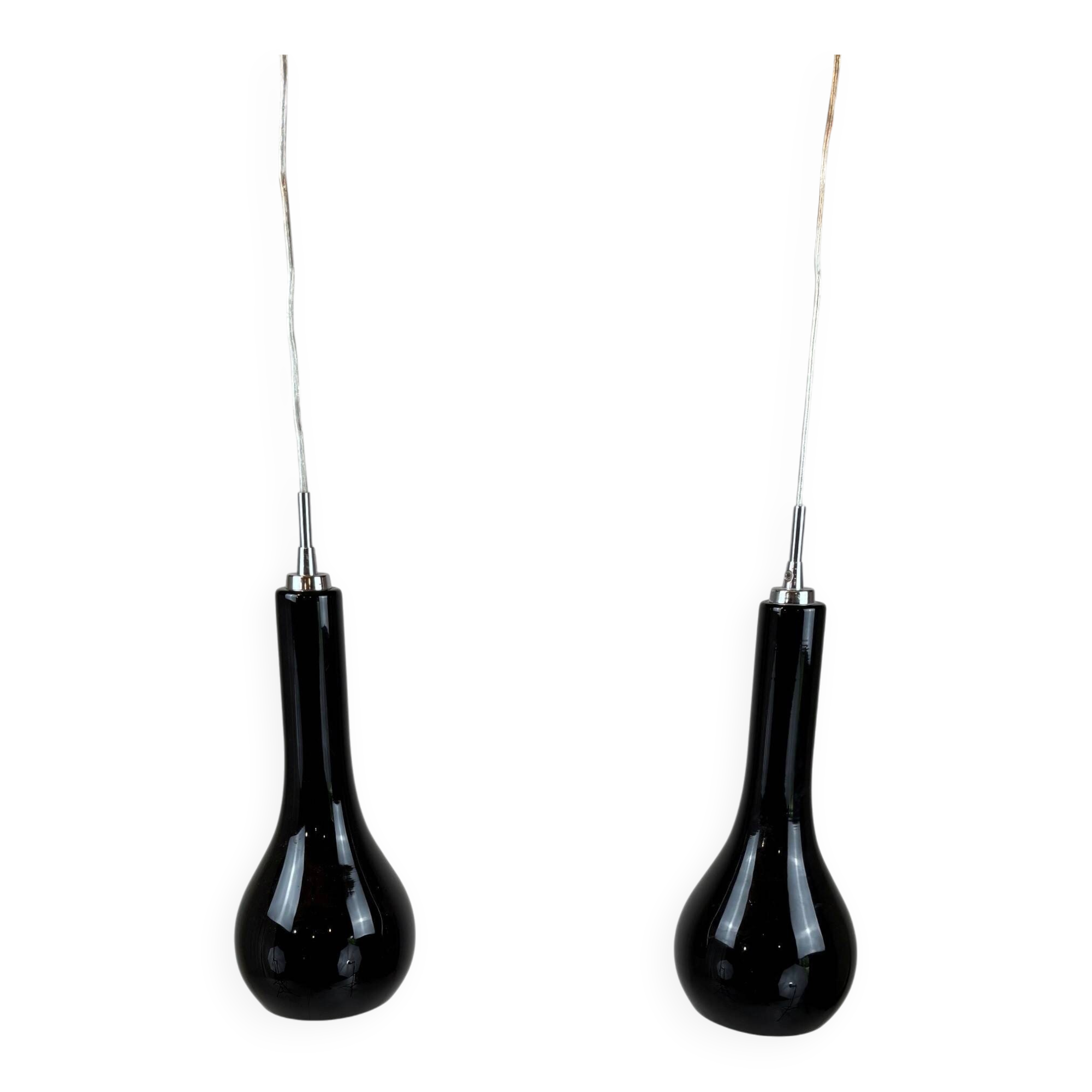 paire de suspensions verre noir - Danemark années 80/90