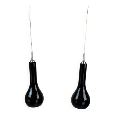 paire de suspensions verre noir - Danemark années 80/90
