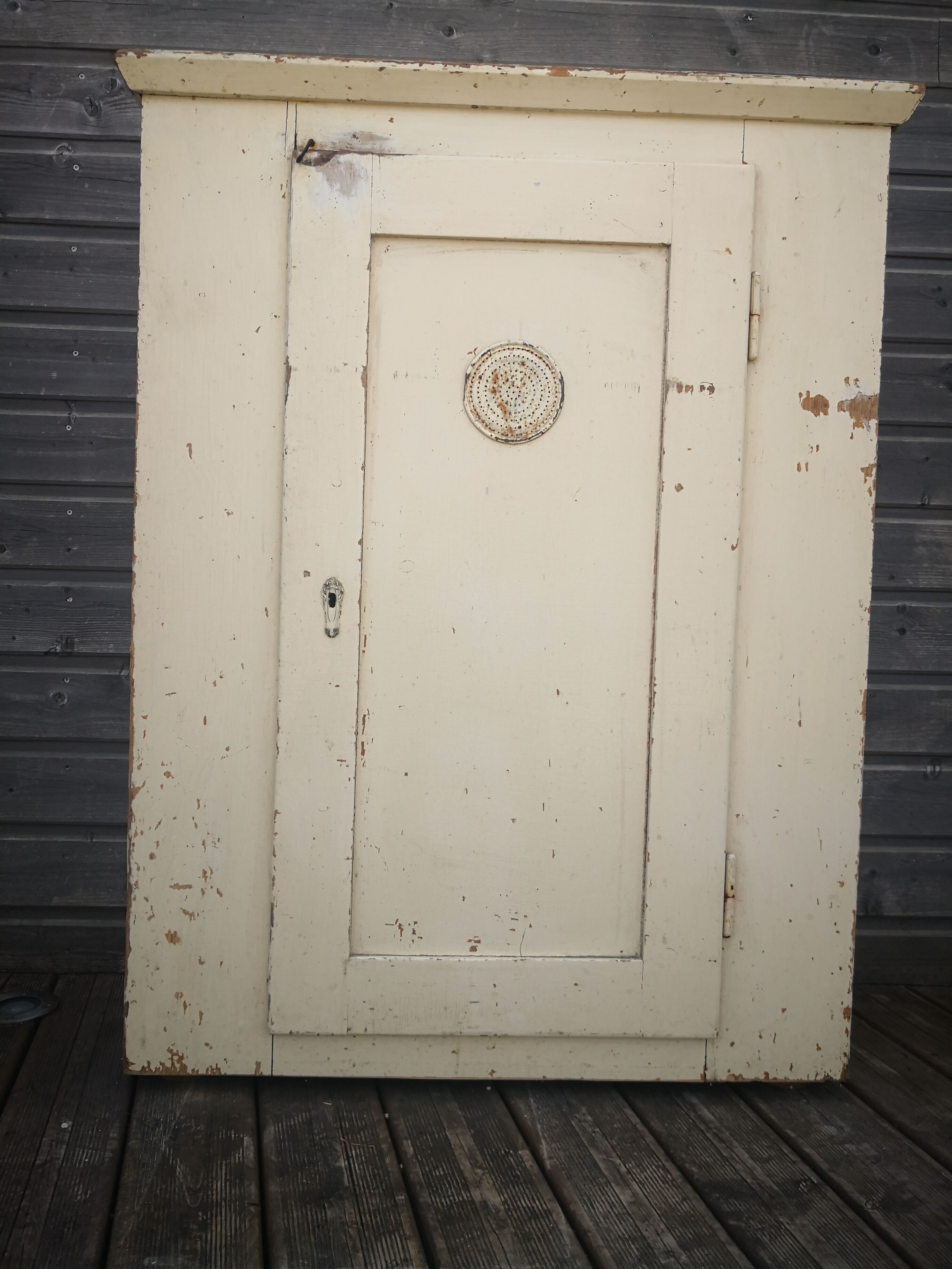 Vintage wooden pantry, old kitchen furniture