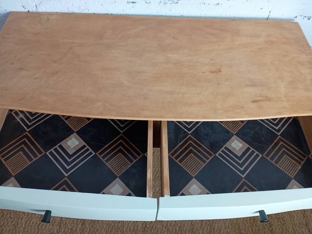 vintage relooked solid birch console