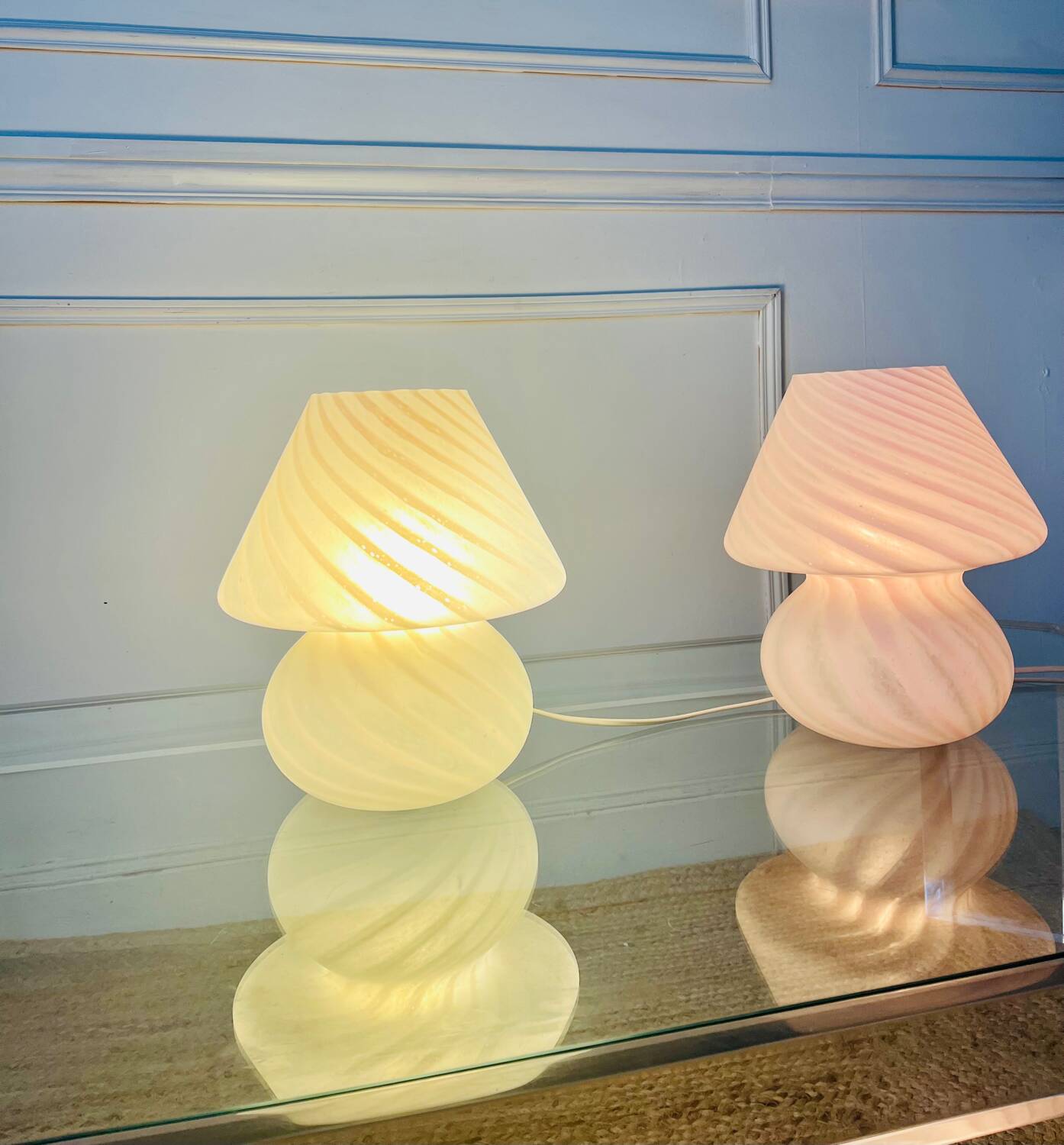 Pair of Murano glass mushroom lamps, 1970