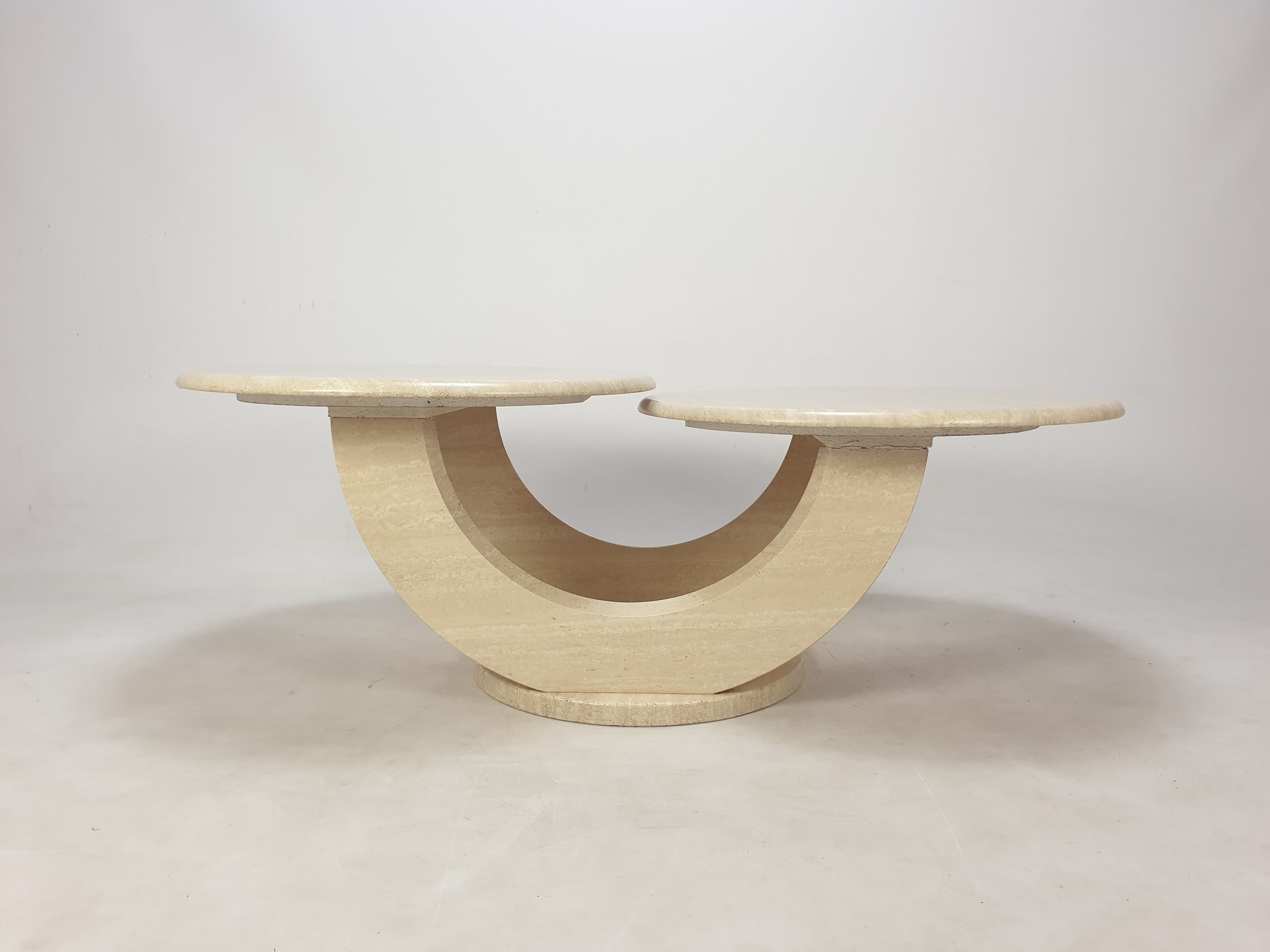 Italian travertine coffee table, 1980s