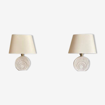 Vintage Le Dauphin travertine lamps