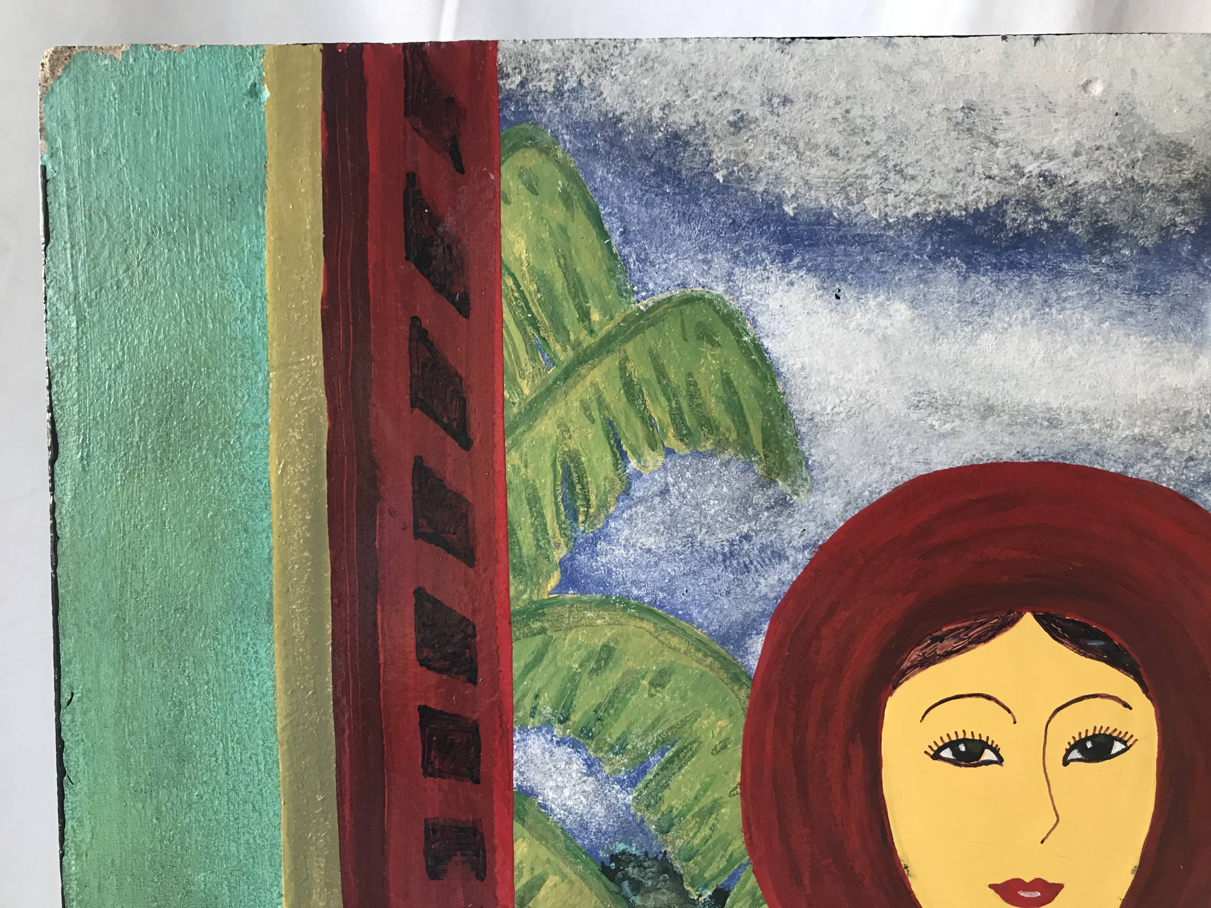 Painting oil Japanese interior scene