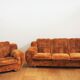 Velvet armchairs and sofa, 1970s, set of 3