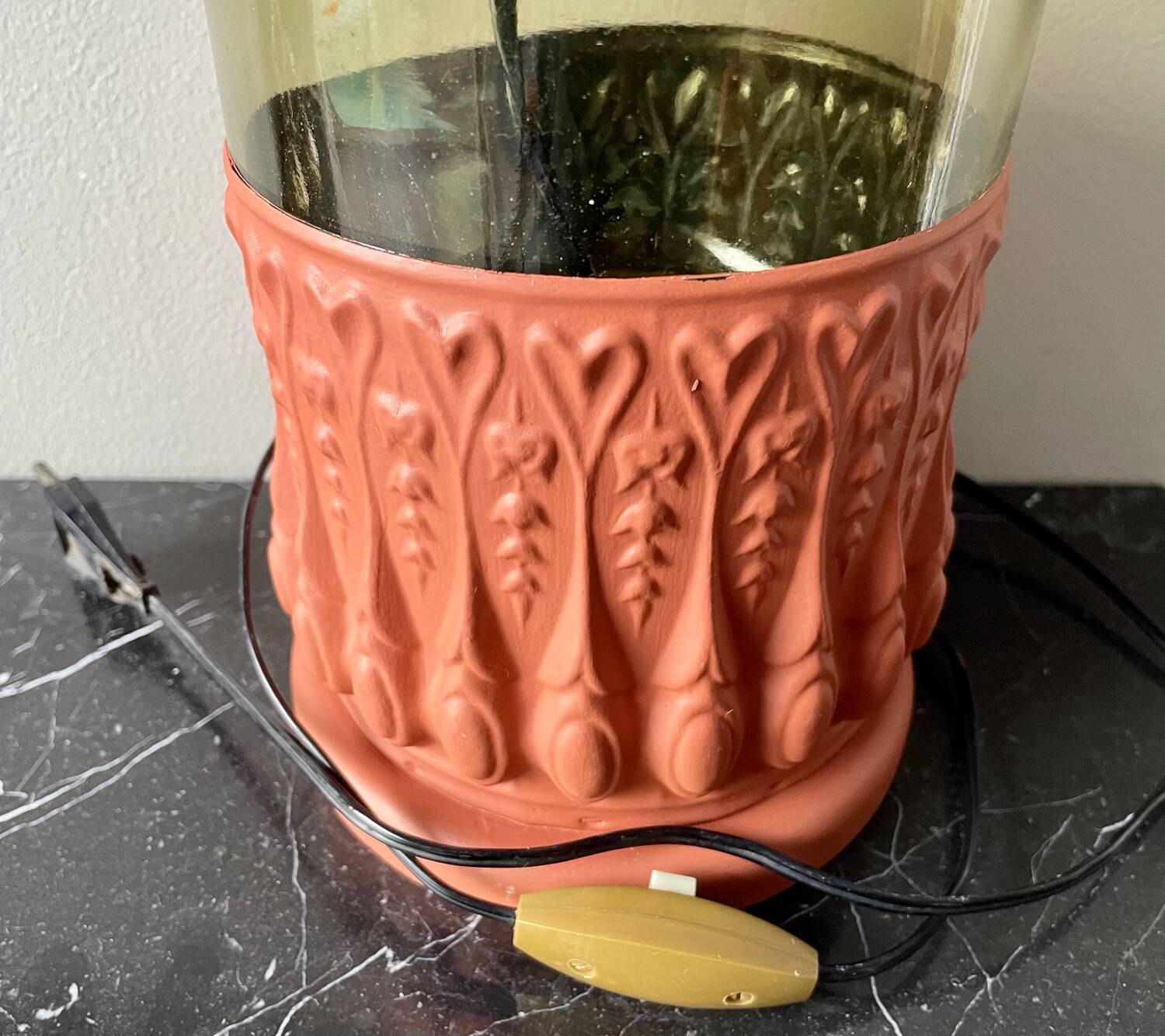 Vintage glass and metal lamp base