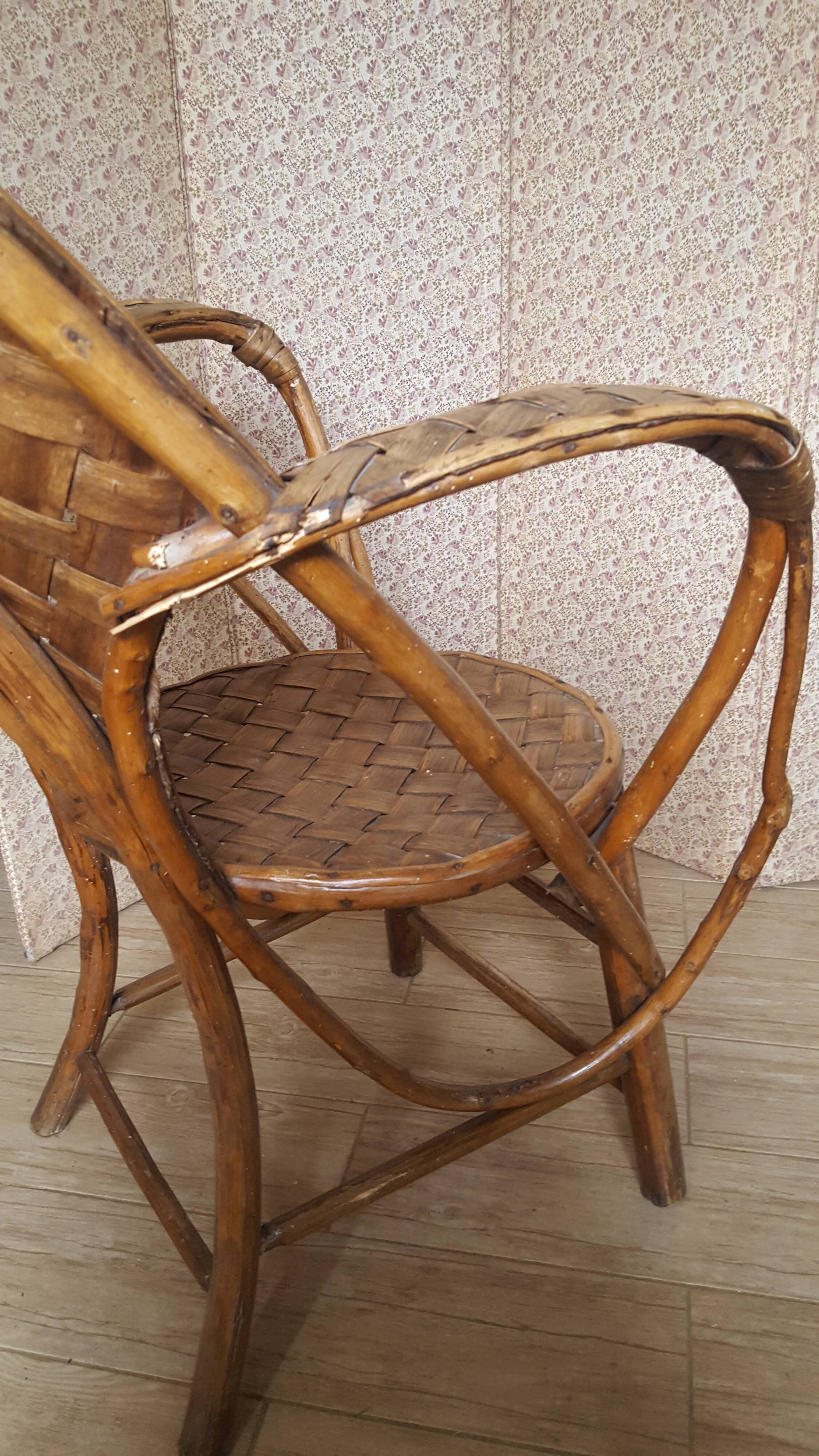 Old chair in braided chestnut