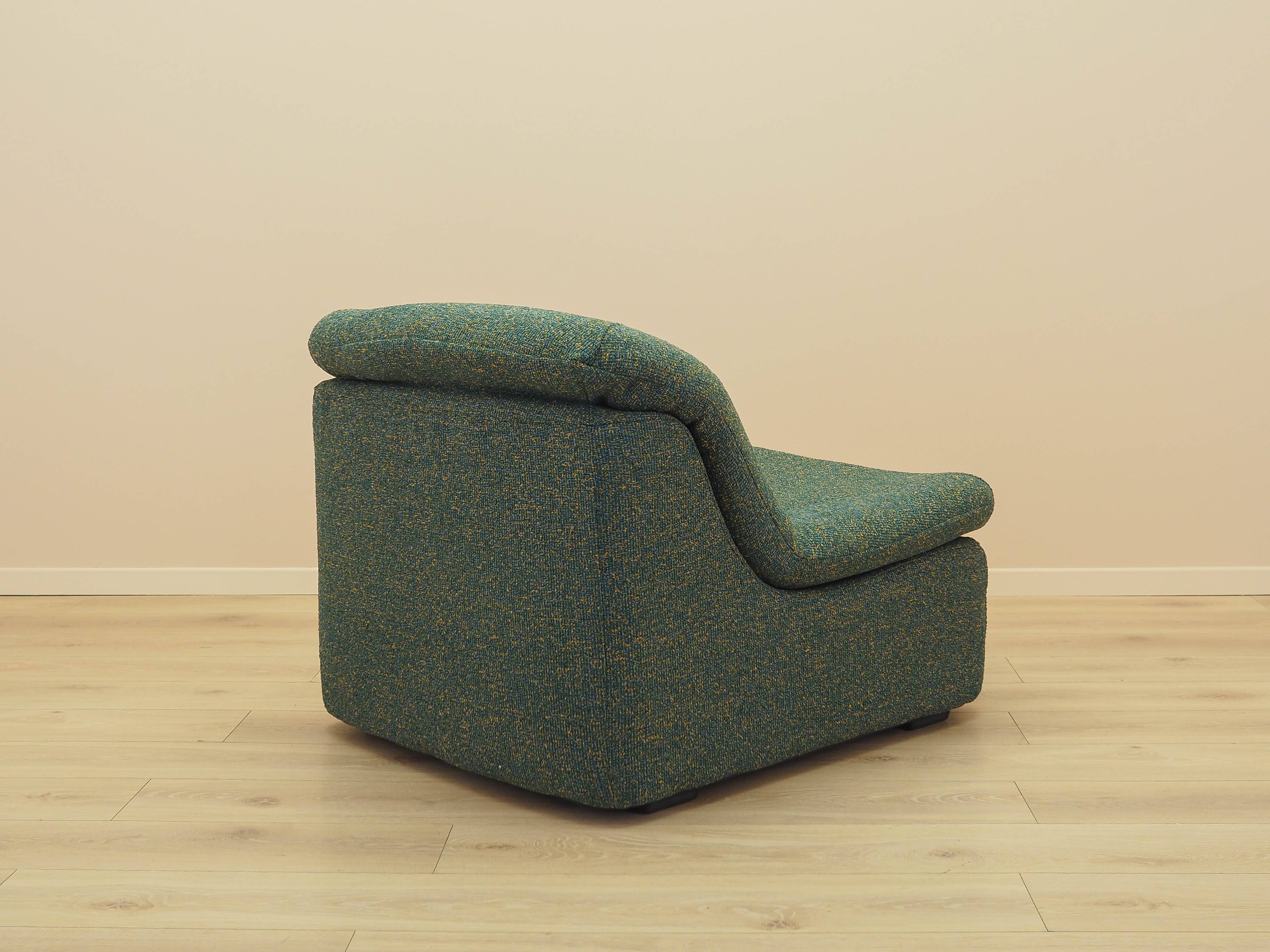 Green armchair, Italian design, 1970s, made in Italy