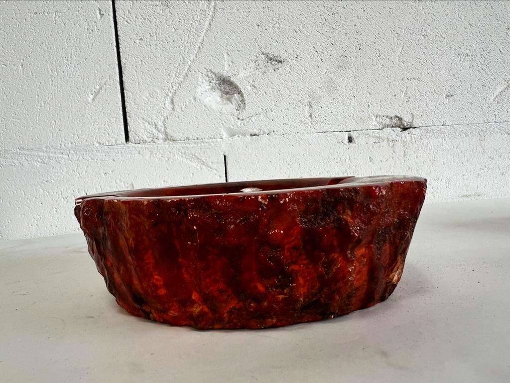 vintage orange alabaster ashtray
