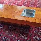 Table basse en loupe d'orme, par Roche Bobois, 1970