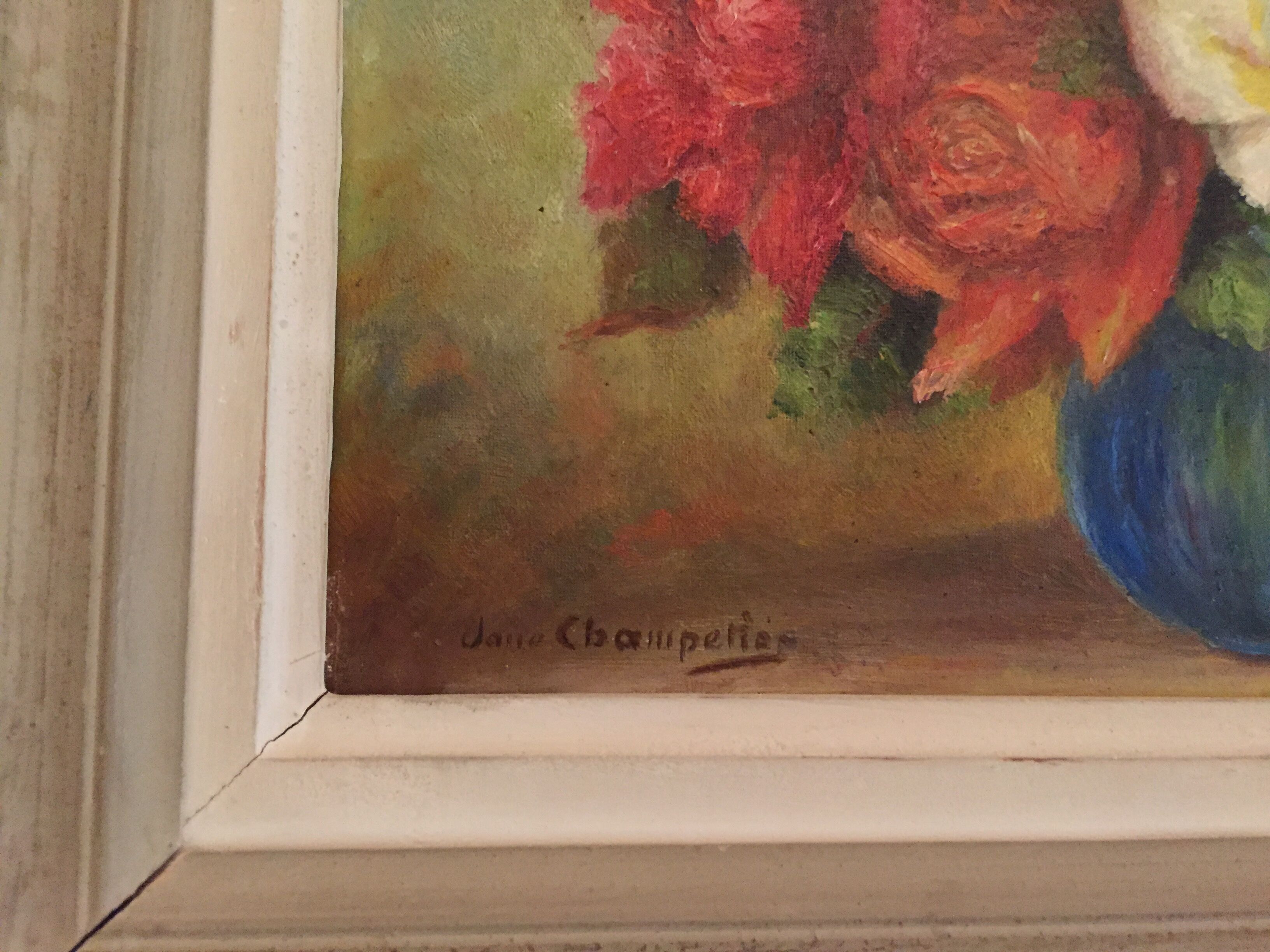 Tableau huile bouquet de fleurs