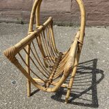 Vintage rattan magazine holder
