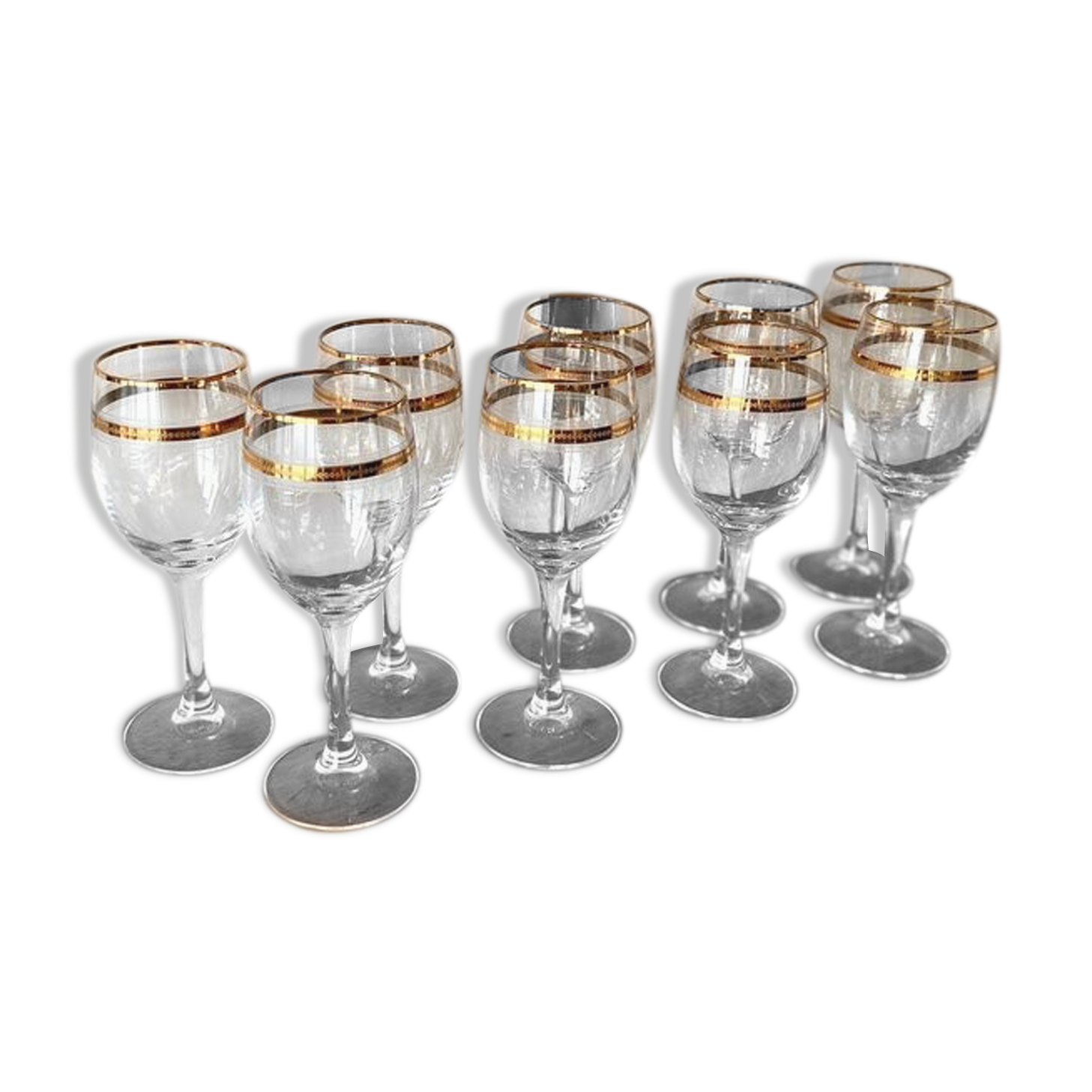 9 crystal walking glasses with gilding