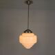 Suspension Art Déco avec abat-jour en opaline à gradins, années 1930