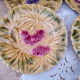 Lot de 9 assiettes à dessert en barbotine Sarreguemines France décor fruits