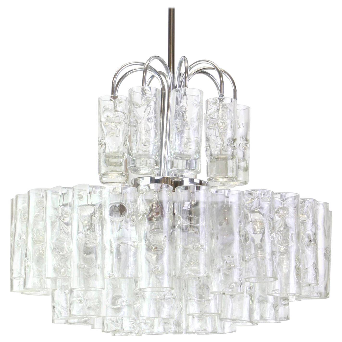 Murano Glass Tube Chandelier Ice by Doria, Germany, 1960s