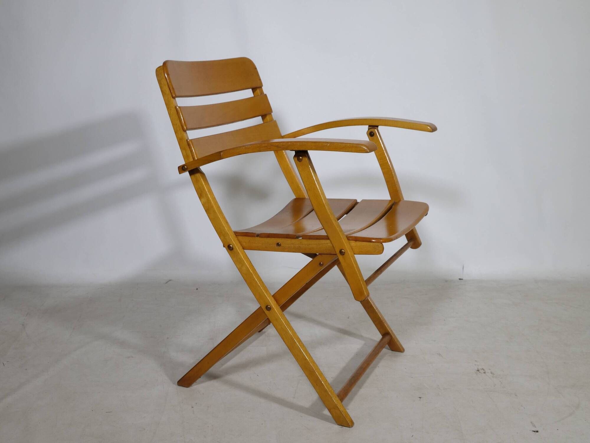 Vintage Solid Wood Folding Garden Furniture Set, Set of 3, 1970s