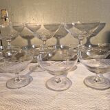 10 Coupes à champagne en cristal taillé, Circa 1930