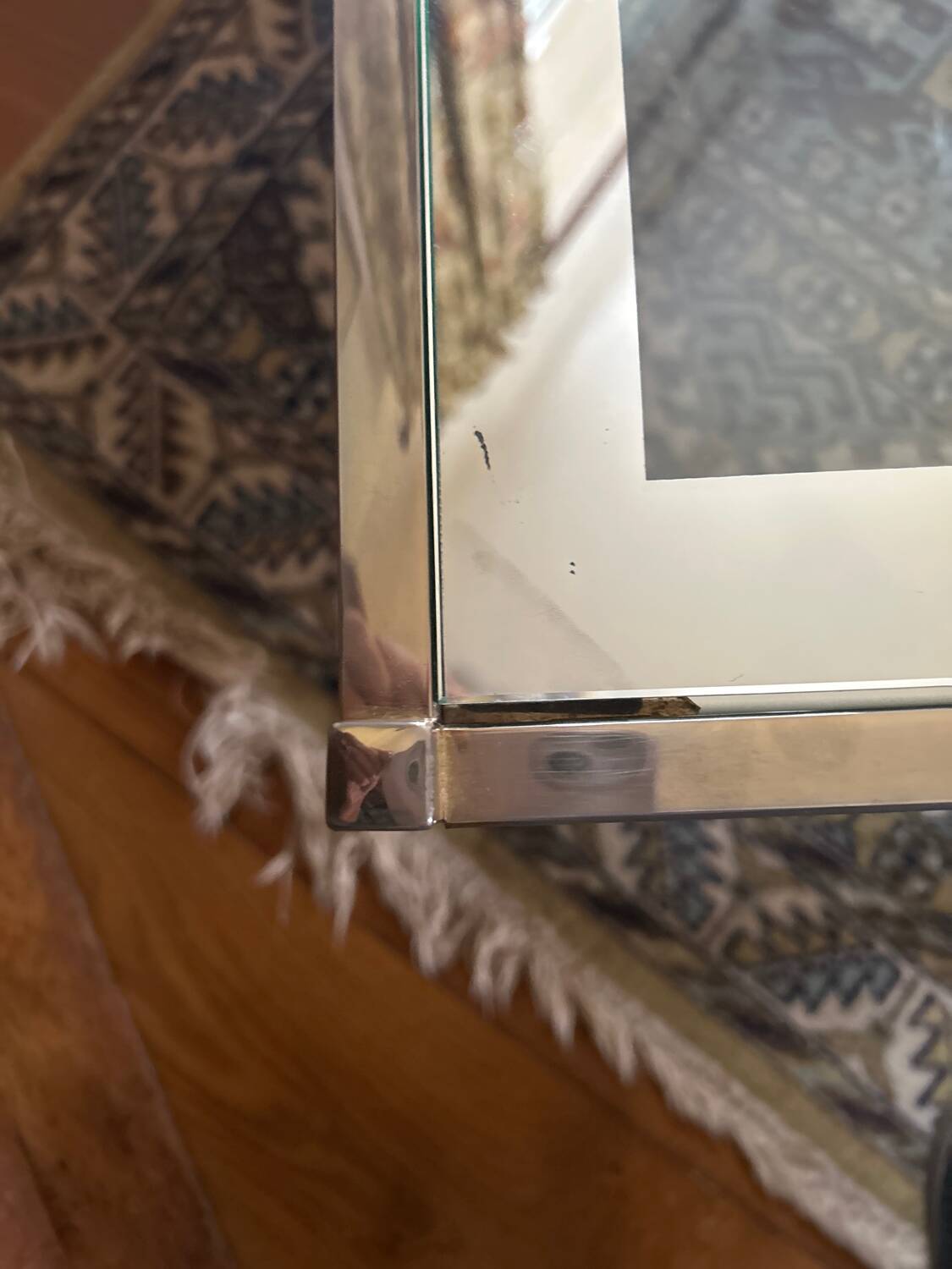 Vintage coffee table in glass and gilded brass