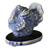 Art Deco ceramic animal sculpture, Blue Turkey, 1930