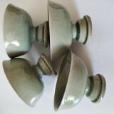 Set of 4 handmade ceramic bowls – celadon glaze & raku style
