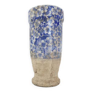 Magnifique vase tres - fleurs bleues