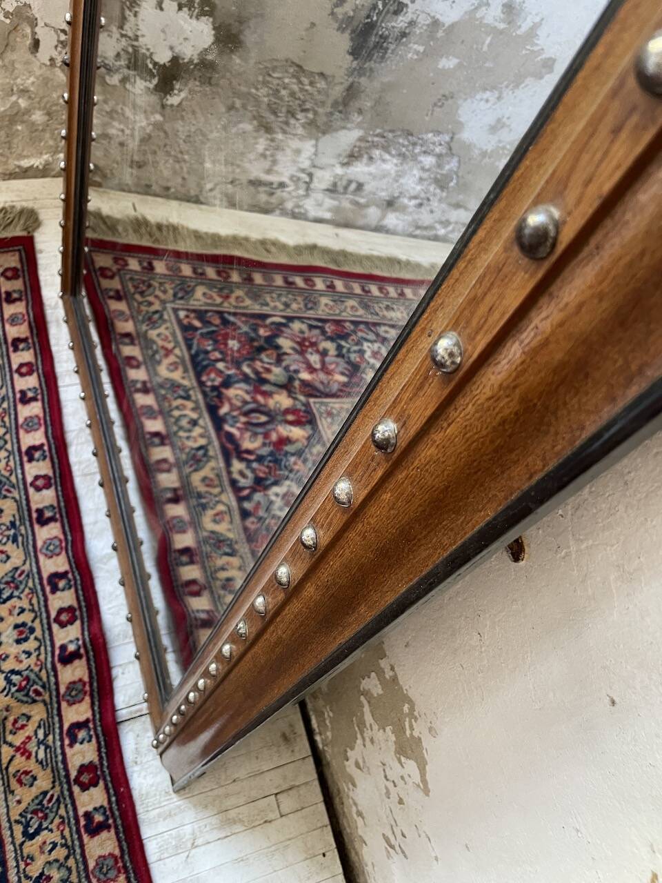 1900 wooden mirror with nails