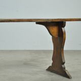 HANDMADE antique wooden French farmhouse bench, 1930s